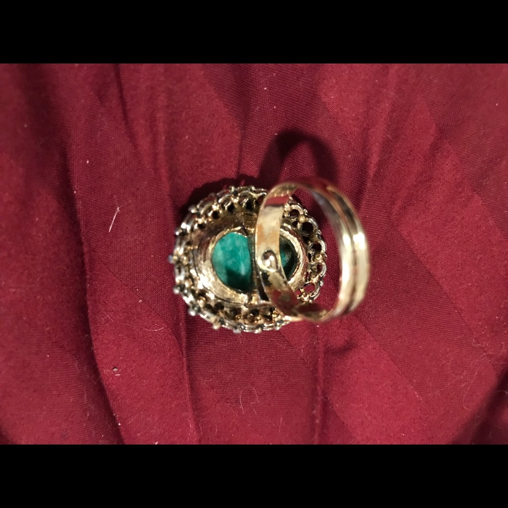 Large Turquoise Ring Adjustable Sizing Vintage - image 4